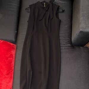 Calvin Klein Black Midi Dress with Bow Detail